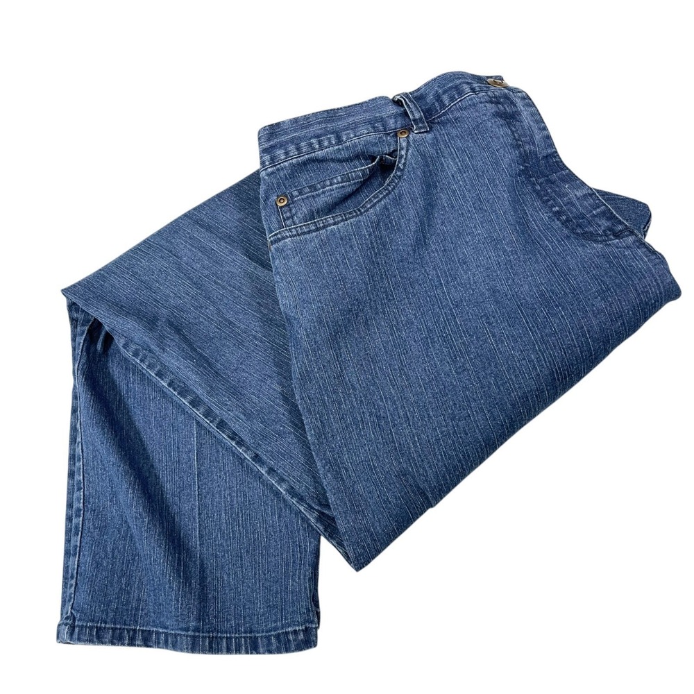 Ruby Rd 16 Blue Denim Jeans Elastic Waist Straight Leg Mom Coastal Grandmother